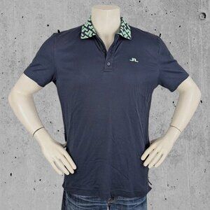 J Lindeberg Golf Polo Shirt Size Large Navy Blue